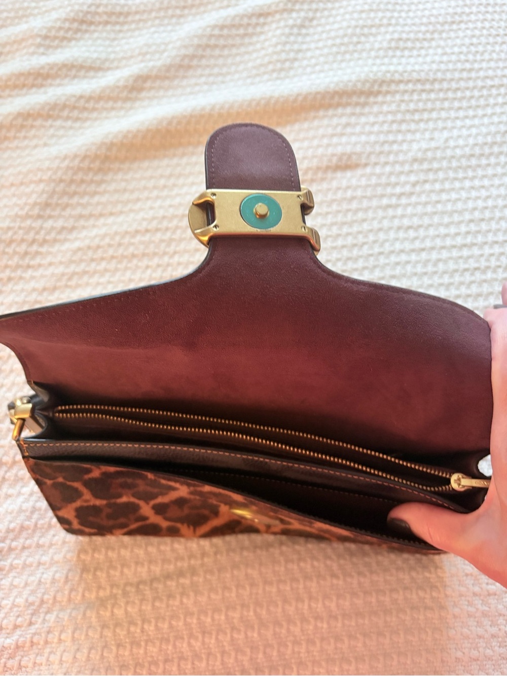 Coach Leopard Print Mini Bag with Black Trim and Gold Hardware - Picture 5 of 12